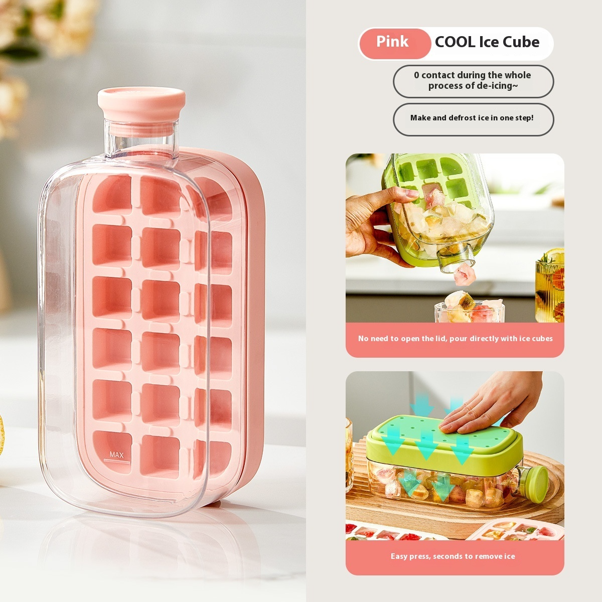 One-Click Molding Cooling Cup,Instant Ice Maker,Zero-Contact Design, Curling Mold, Portable & Stylish Chilled Drink