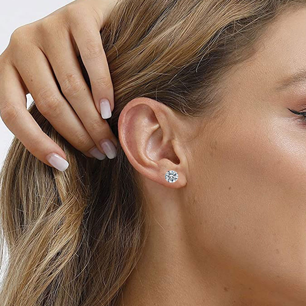 Hypoallergenic Cubic Zirconia Stud Earrings Set – Silver, Gold & Rose Gold