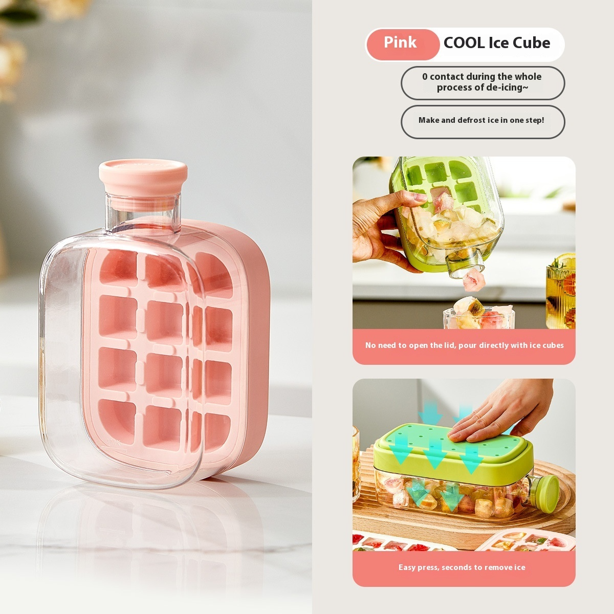 One-Click Molding Cooling Cup,Instant Ice Maker,Zero-Contact Design, Curling Mold, Portable & Stylish Chilled Drink