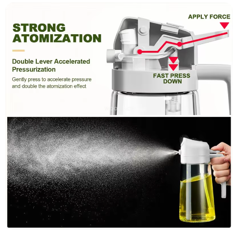 2 in 1 Oil Dispenser and Sprayer for Kitchen Utensils - Durable Material Black