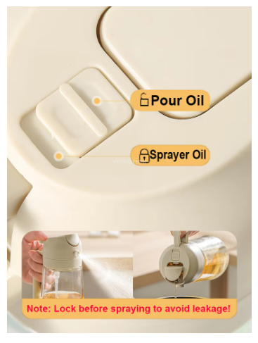 2 in 1 Oil Dispenser and Sprayer for Kitchen Utensils - Durable Material Black