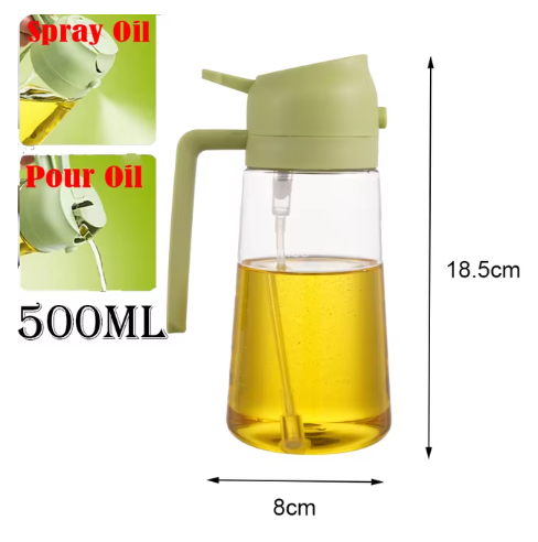 2 in 1 Oil Dispenser and Sprayer for Kitchen Utensils - Durable Material Black
