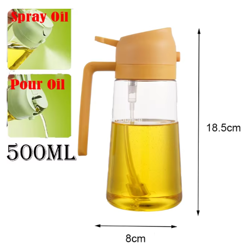 2 in 1 Oil Dispenser and Sprayer for Kitchen Utensils - Durable Material Black