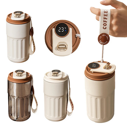 Smart Digital Temperature Bottle – 450ml Insulated Coffee Mug | Hot & Cold Thermos