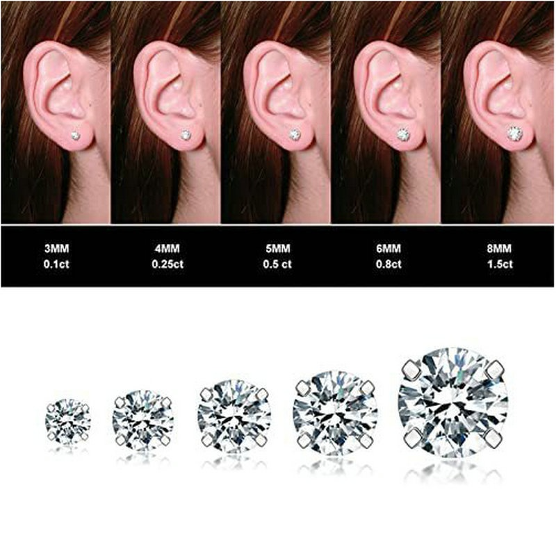 Hypoallergenic Cubic Zirconia Stud Earrings Set – Silver, Gold & Rose Gold