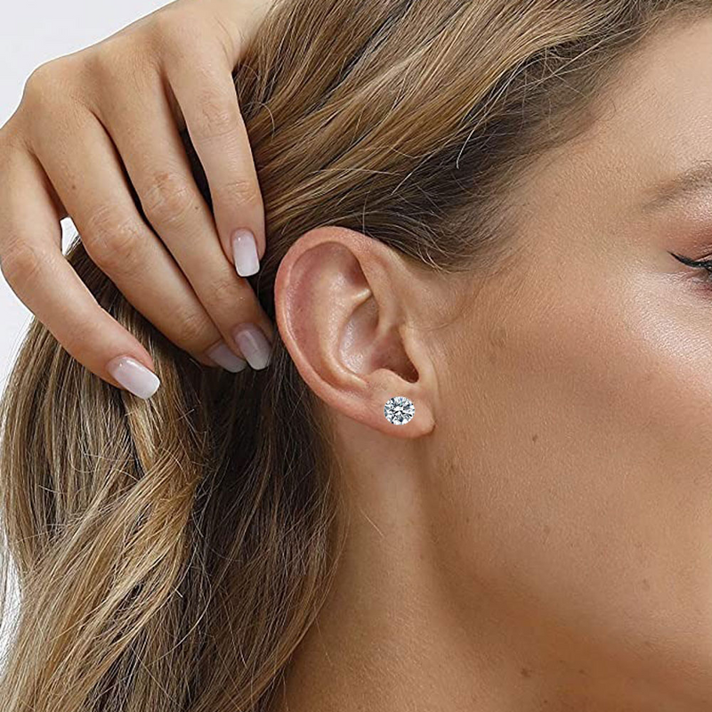 Hypoallergenic Cubic Zirconia Stud Earrings Set – Silver, Gold & Rose Gold