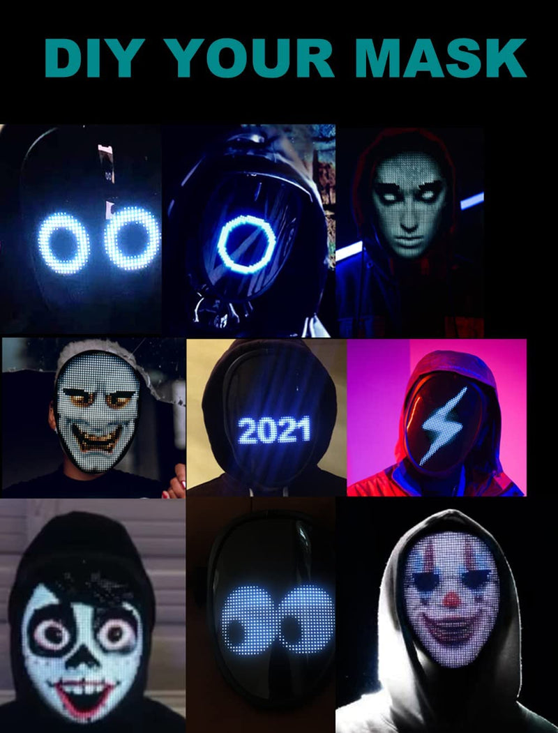Face Transforming LED Mask with App Controlled - Programmable LED Halloween Mask