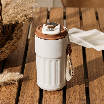 Smart Digital Temperature Bottle – 450ml Insulated Coffee Mug | Hot & Cold Thermos
