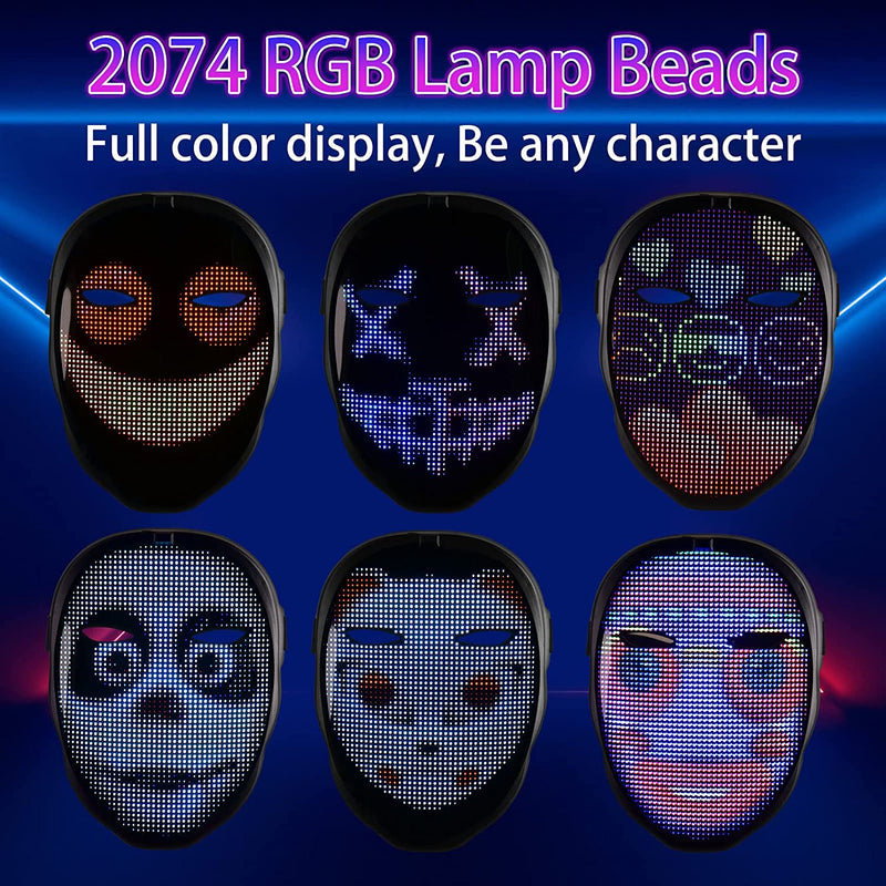 Face Transforming LED Mask with App Controlled - Programmable LED Halloween Mask