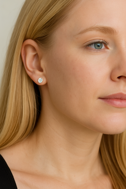 Hypoallergenic Cubic Zirconia Stud Earrings Set – Silver, Gold & Rose Gold