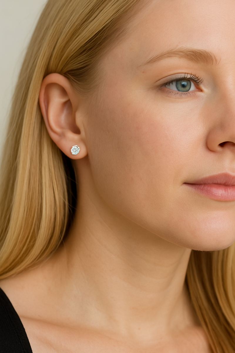 Hypoallergenic Cubic Zirconia Stud Earrings Set – Silver, Gold & Rose Gold
