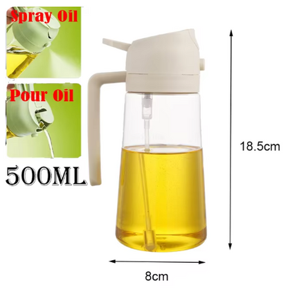 2 in 1 Oil Dispenser and Sprayer for Kitchen Utensils - Durable Material Black