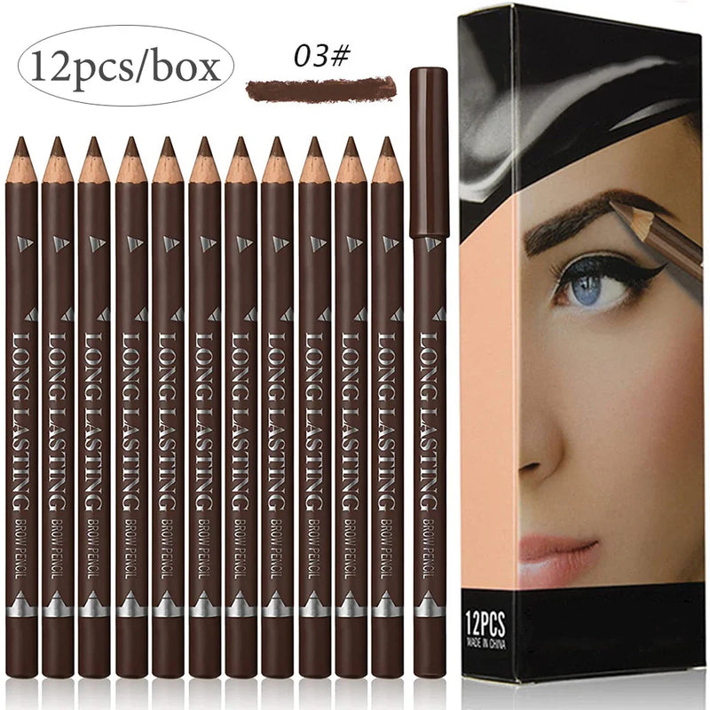6/12Pcs Waterproof Eyebrow Pencil Beauty Tools