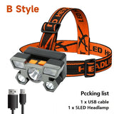 High-Quality 5 LED Rechargeable Flashlight with Built-in Battery  Strong Light Headlamp for Camping, Adventure, and Fishing