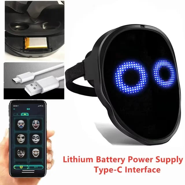 Face Transforming LED Mask with App Controlled - Programmable LED Halloween Mask