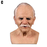 Old Man Mask Full Head Latex Halloween Horror Funny Real Masks