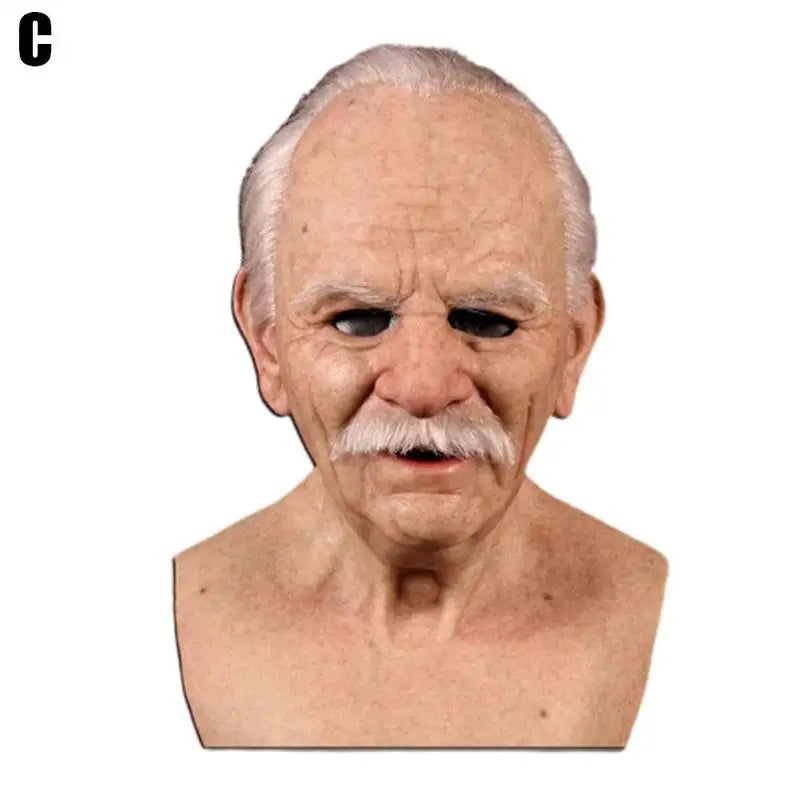 Old Man Mask Full Head Latex Halloween Horror Funny Real Masks