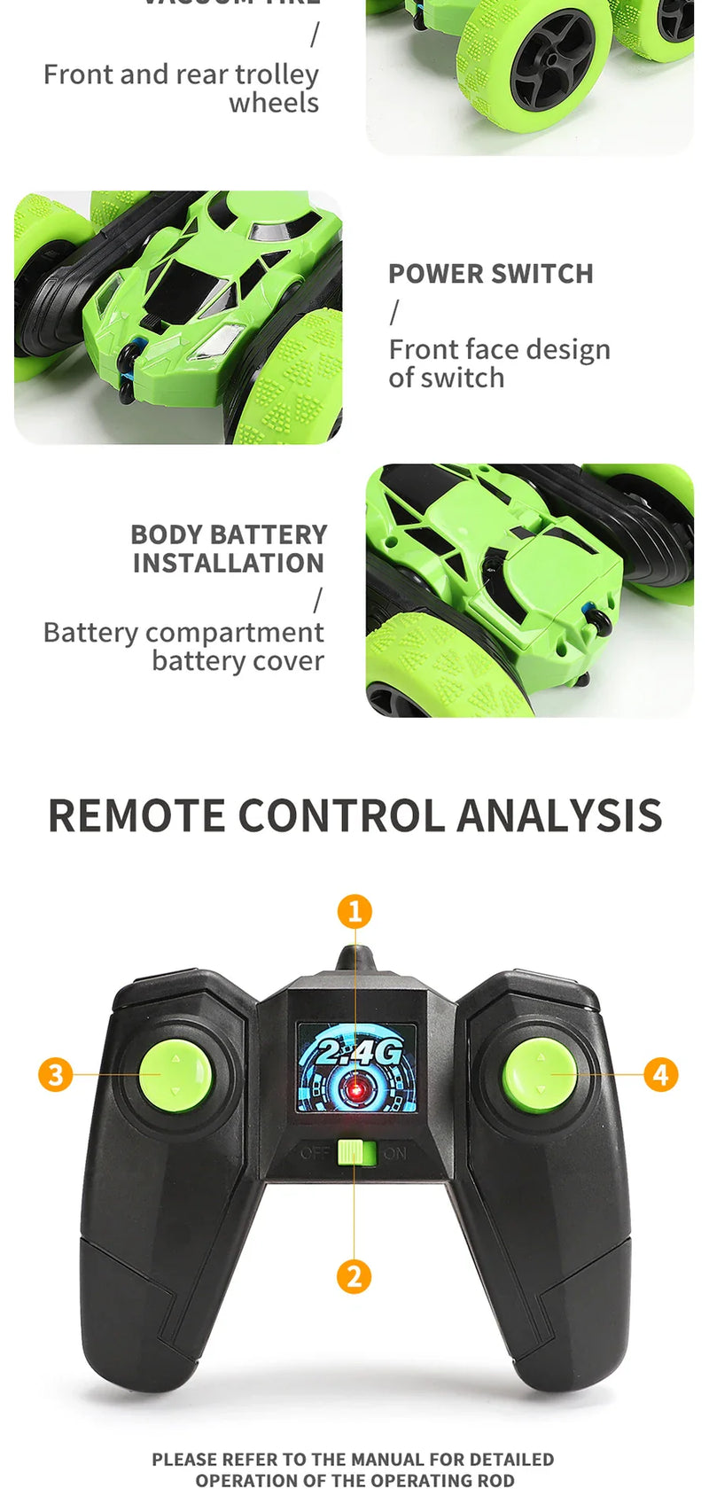 RC Stunt Car: 360° Flip, Double-Sided