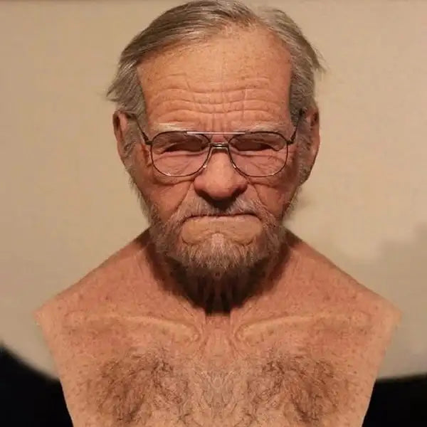 Old Man Mask Full Head Latex Halloween Horror Funny Real Masks