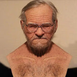 Old Man Mask Full Head Latex Halloween Horror Funny Real Masks