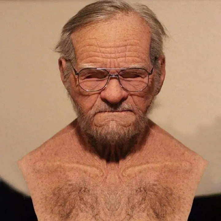 Old Man Mask Full Head Latex Halloween Horror Funny Real Masks
