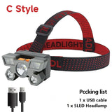 High-Quality 5 LED Rechargeable Flashlight with Built-in Battery  Strong Light Headlamp for Camping, Adventure, and Fishing