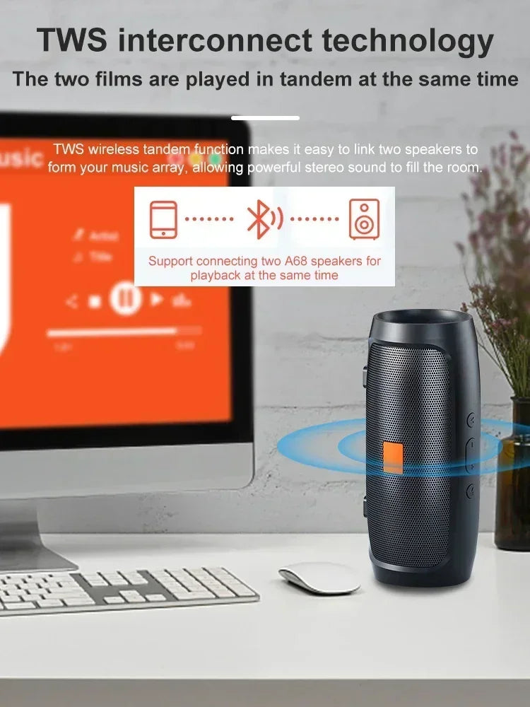 Bluetooth Speaker Dual Speaker Stereo Outdoor Tfusb Playback Fm Voice Broadcasting Portable Subwoofer 5.0 Wireless Speaker