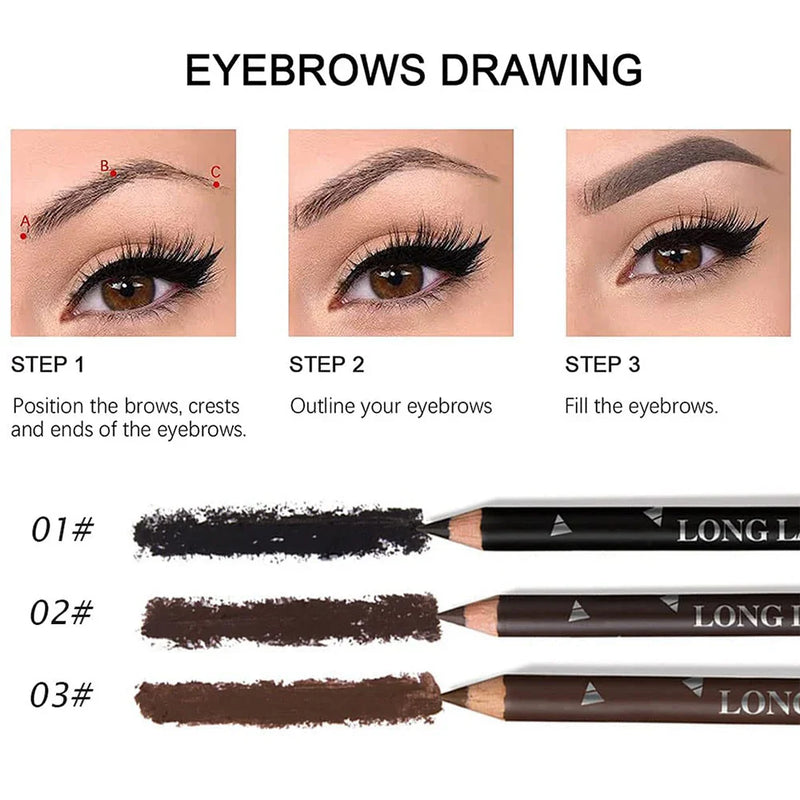6/12Pcs Waterproof Eyebrow Pencil Beauty Tools