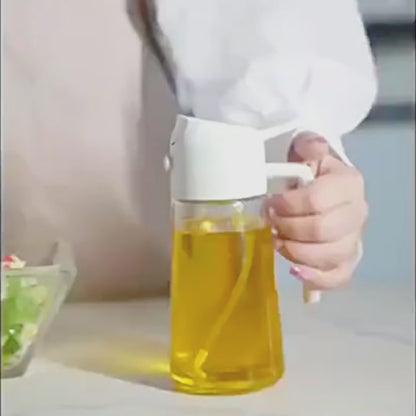 2 in 1 Oil Dispenser and Sprayer for Kitchen Utensils - Durable Material Black