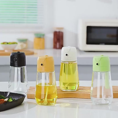 2 in 1 Oil Dispenser and Sprayer for Kitchen Utensils - Durable Material Black