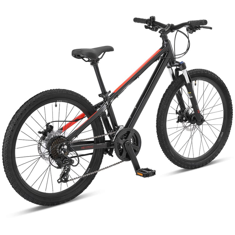 Ultralight ST24 Boys 24" Kids Hardtail Mountain Bike Stealth Black